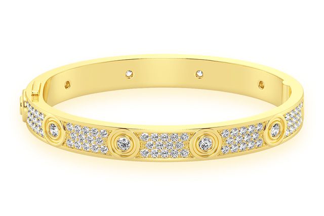 Full Diamond Signature Bangle Bracelet 14k   6.05ctw