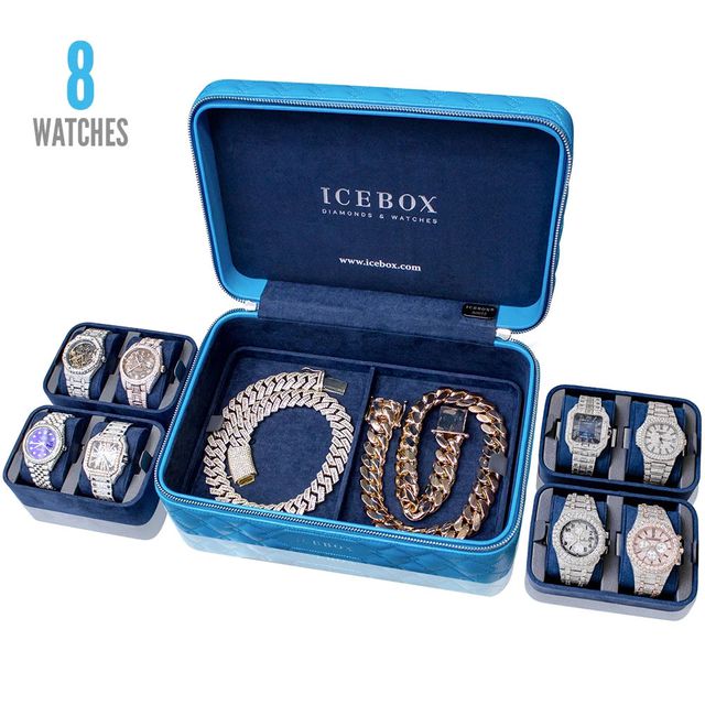 Icebox Leather World Traveler  Watch Case - 8 Watches
