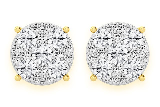 4.00ctw Mosaic Stud Diamond Earrings 14k Solid Gold