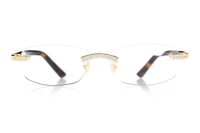 Cartier Glasses Iced Out Diamonds - Brown - 1.62ctw - Yellow Gold
