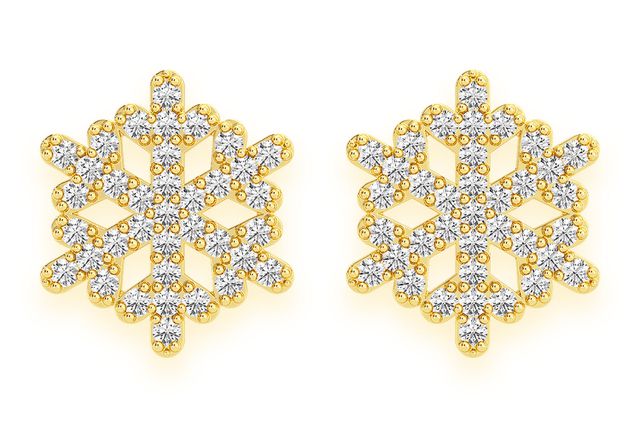 Snowflake Stud Earrings 14k Solid Gold 0.50ctw