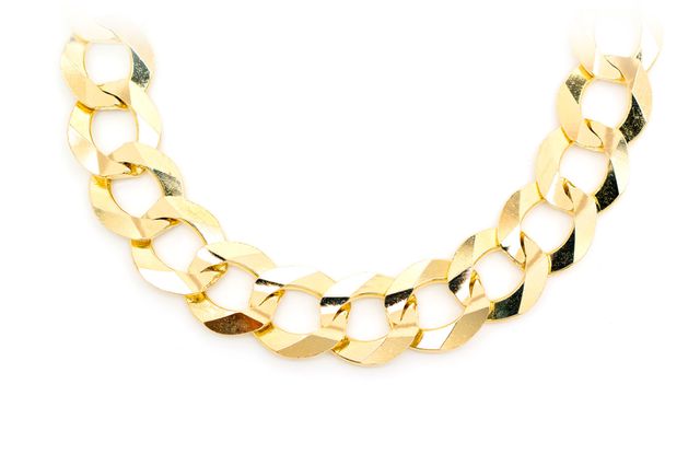 14MM Flat Curb Link 14k Solid Gold Chain