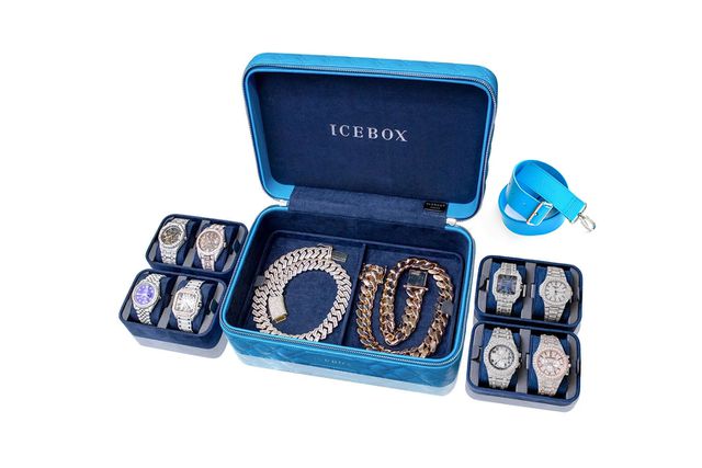 Icebox Leather World Traveler  Watch Case - 8 Watches