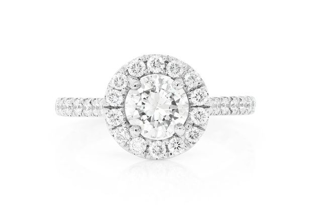 1.00ctw Round Solitaire - Halo - Diamond Engagement Ring - All Natural