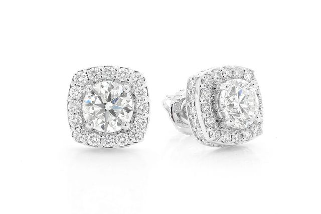 2.75ctw Round Cushion Halo Diamond Earrings 14k Solid Gold
