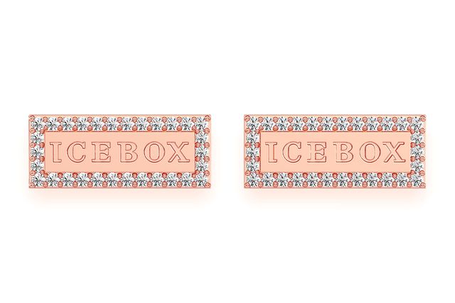 Icebox Bar Logo Stud Earrings 14K   
