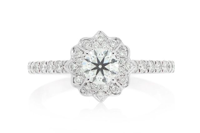 Round Antique Halo - Diamond Engagement Ring - All Natural