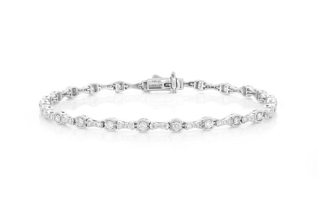 Oval Milgrain Link Diamond Bracelet 14k Solid Gold 1.50ctw