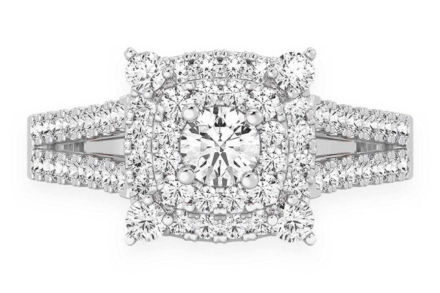 1.00ctw Round & Kite Halo - Diamond Engagement Ring - All Natural