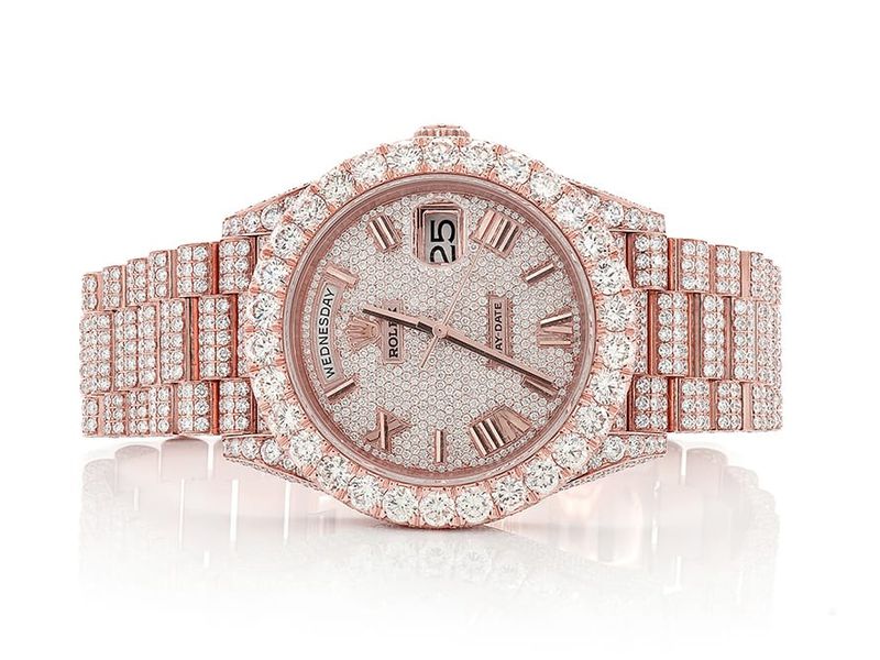 iced out rose gold rolex