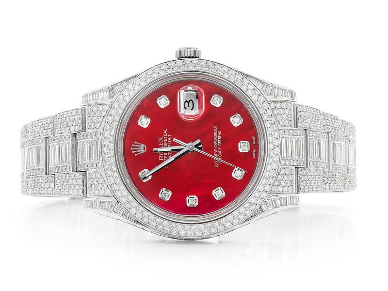 red rolex iced out